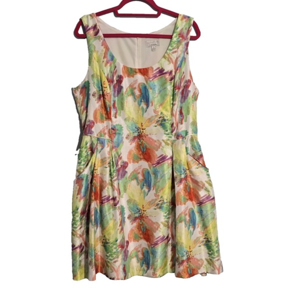 Signature by Robbie Bee Dress Women's Floral Cottage Core Size 14 Spring‎ Lined